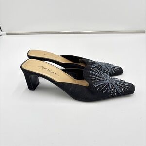 Vintage Stefani Couture Black Kitten Heel Beaded Whimsigoth Mule Women’s Size 10